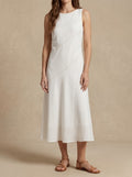 Abito Midi Fluido con Inserti in Pizzo