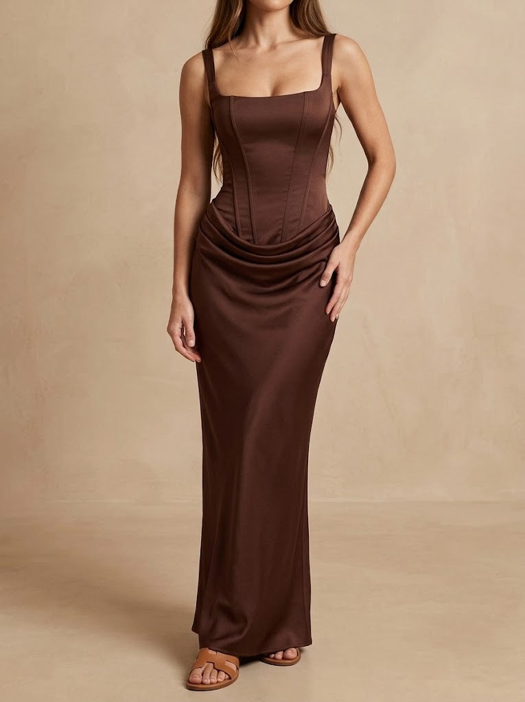Anna · Abito in Raso con Corsetto Drappeggiato