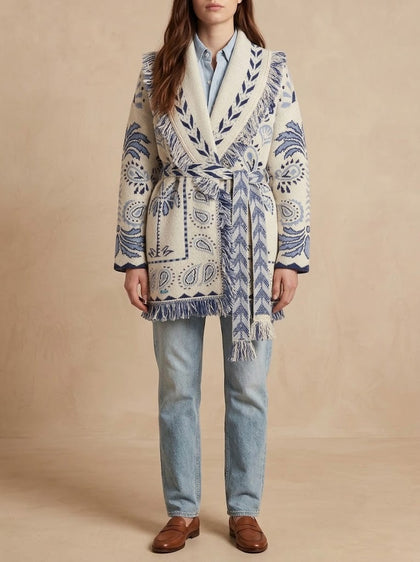 Arazzo · Cardigan Lungo in Maglia Jacquard con Cintura
