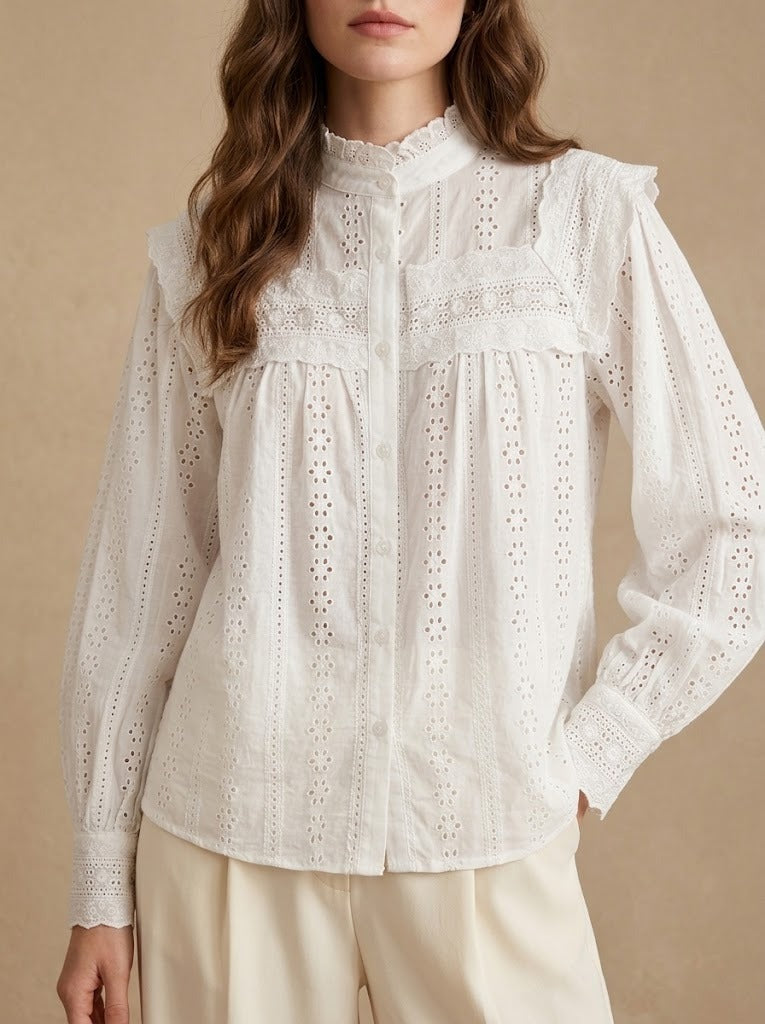 Blusa in Sangallo con Volant