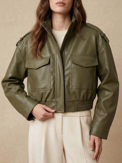 Aliscafo · Bomber Corto in Ecopelle con Tasche
