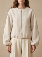 Bomber Corto in Pile con Zip