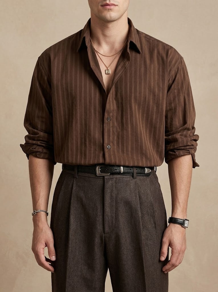 Camicia a Righe Verticali Stile Rétro