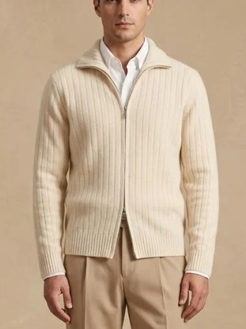 Pastore · Cardigan in Lana con Zip e Collo a Revers