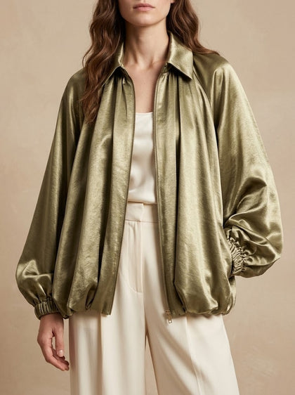 Luminaria · Giacca Bomber Arricciata Effetto Raso