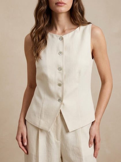 Madreperla · Gilet Sartoriale in Lino Misto
