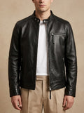 Giubbotto Biker in Pelle Bovina