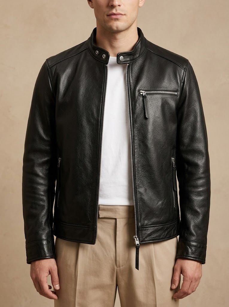 Giubbotto Biker in Pelle Bovina