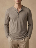 Henley in Cotone Fiammato a Maniche Lunghe