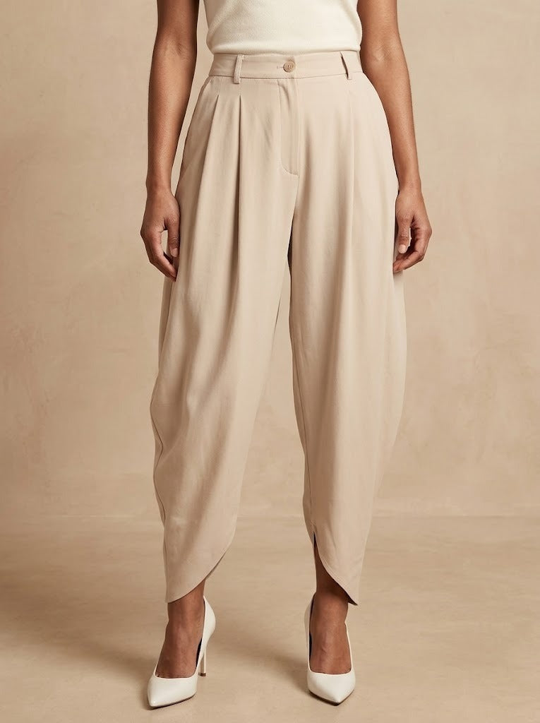Clara · Pantalone Drappeggiato a Vita Alta