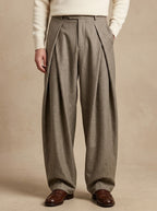 Pantalone a Gamba Ampia con Pieghe Stile Rétro
