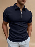 Polo con Collo a Zip a Maniche Corte
