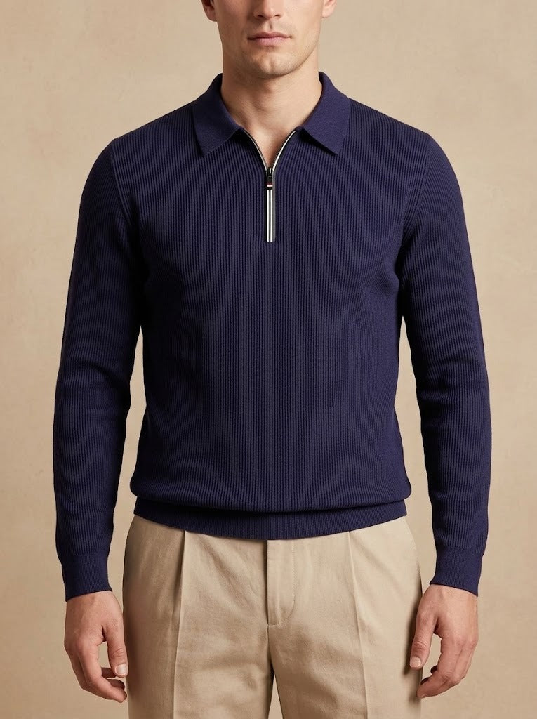 Regata · Polo a Coste con Mezza Zip a Maniche Lunghe