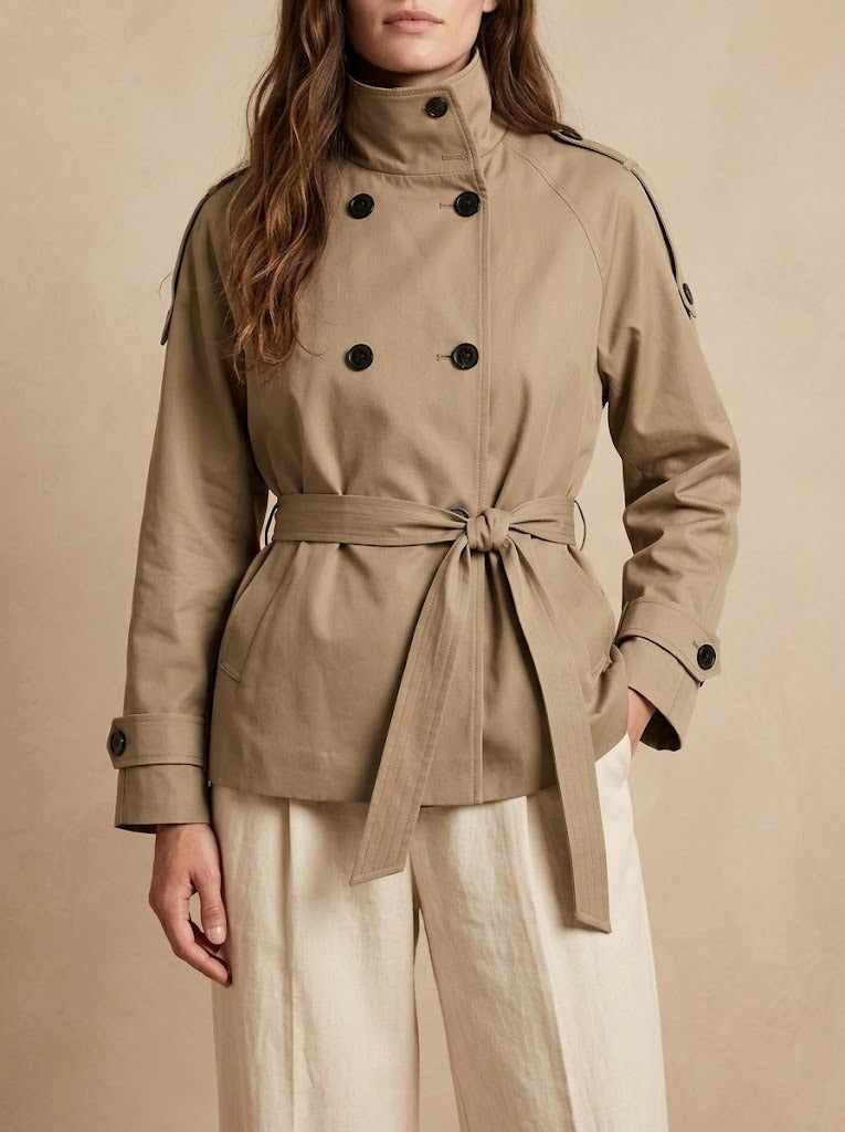 Bianca · Trench Corto Doppiopetto con Cintura